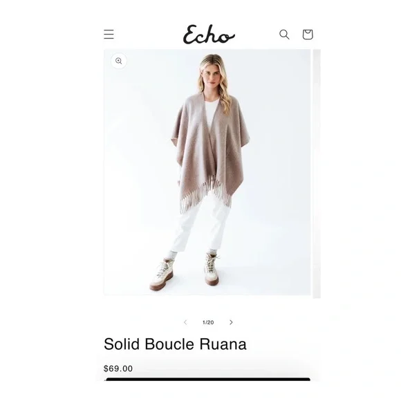 Echo New York Solid Boucle Ruana - Teak